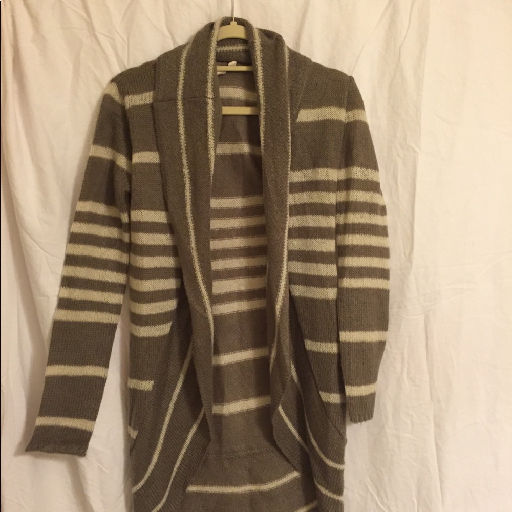 striped open sweater